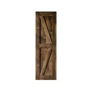 22 in. x 84 in. K-Frame Walnut Solid Natural Pine Wood Panel Interior Sliding Barn Door Slab with Frame