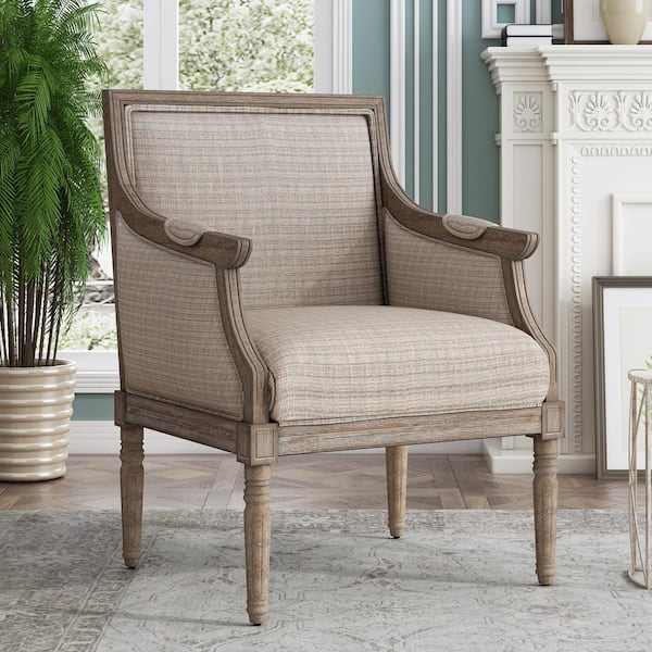 striped upholstered armchair