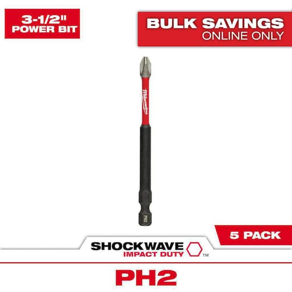 SHOCKWAVE Impact Duty 3-1/2 in. Phillips #2 Alloy Steel Screw Driver Bit (5-Pack)