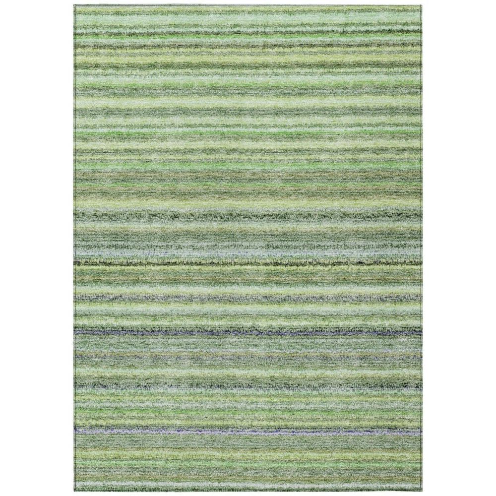 HomeRoots Artichoke Green, Olive Green 9 ft. x 12 ft. Woven Striped ...