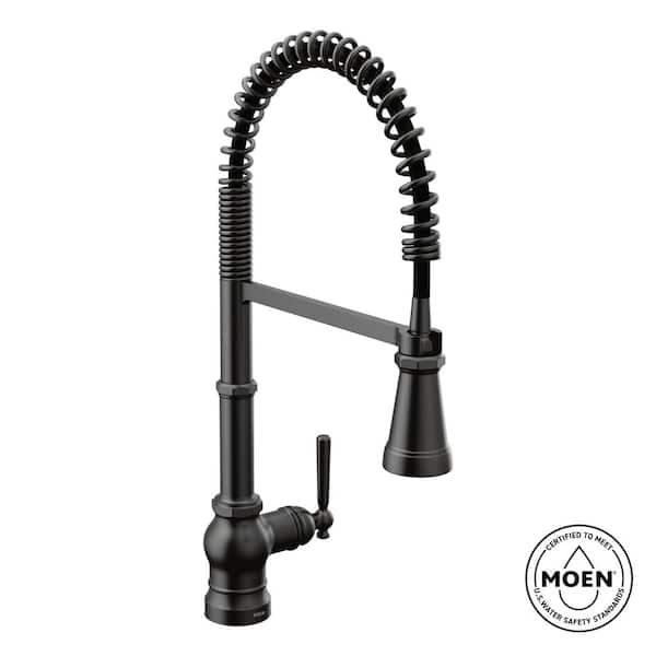Paterson Single-Handle Pre-Rinse Spring Pulldown Sprayer Kitchen Faucet with Power Clean in Matte Black