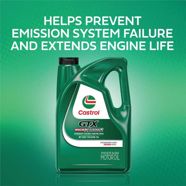 CASTROL GTX High Mileage 10W-30 Synthetic Blend Motor Oil, 5-qt
