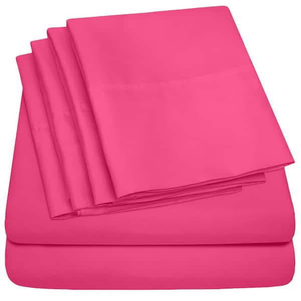 1500-Supreme Series 6-Piece Fuchsia Solid Color Microfiber RV Queen Sheet Set