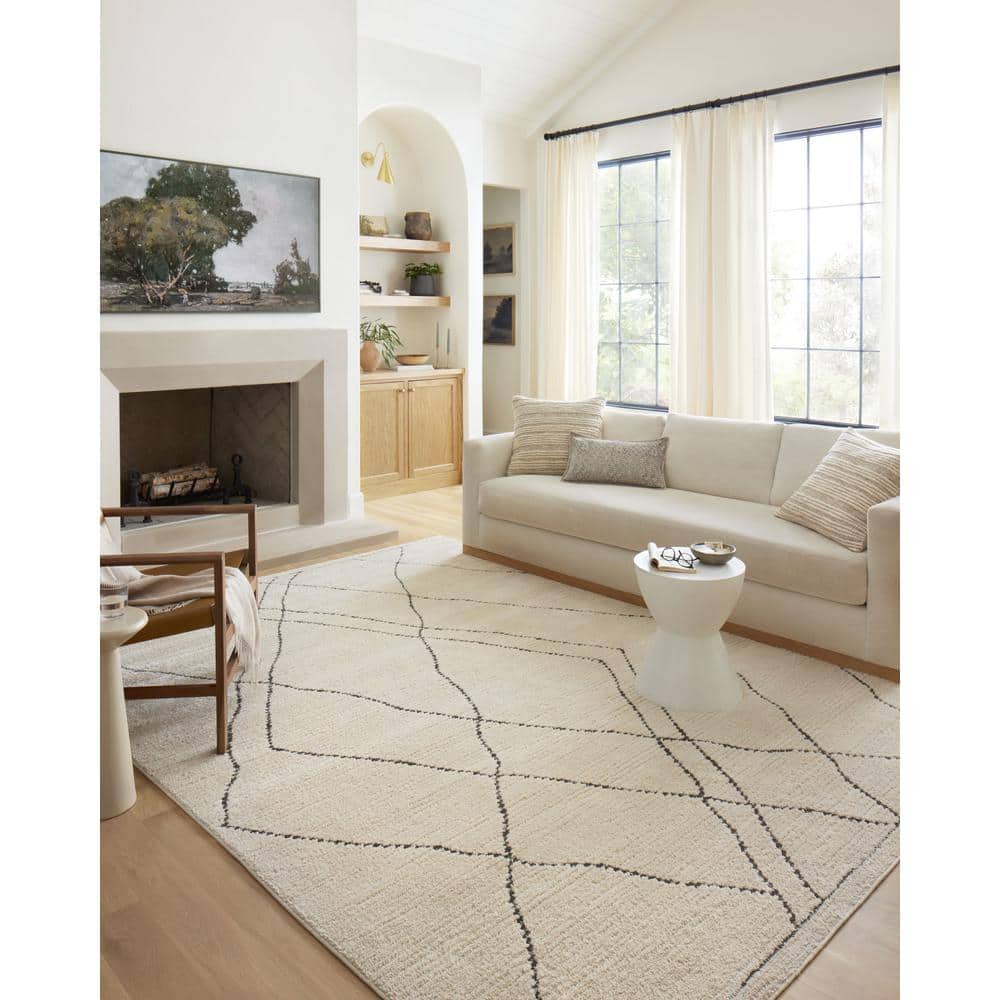 Loloi II Fabian Ivory / Charcoal 2'-7" x 12'-0" Area Rug