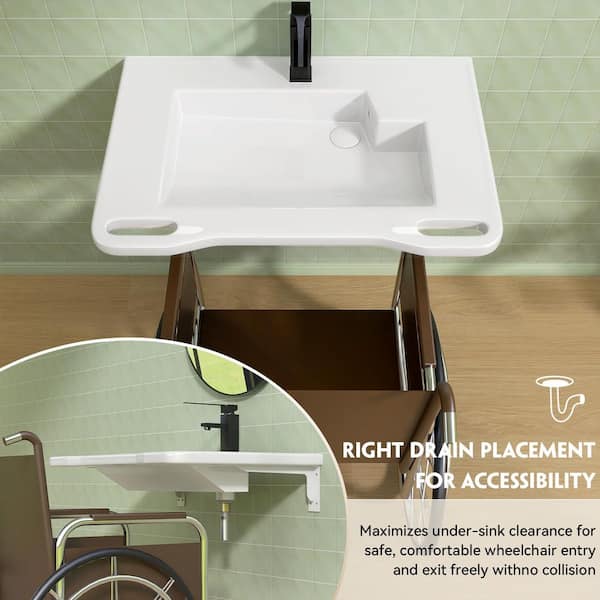 Zeafive 31.5 in. ADA Compliant Ceramic Sink Wall-Hung Accessible
