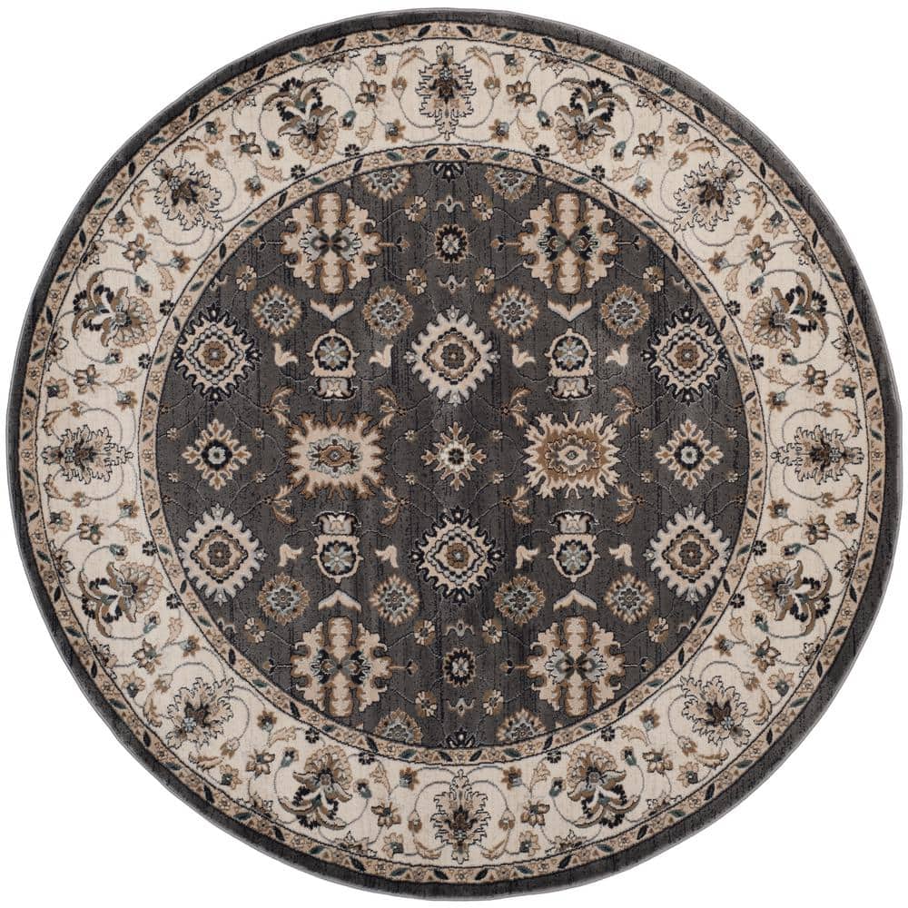 Lyndhurst Gray/Cream 7 ft. x 7 ft. Round Geometric Speckled Floral Area Rug price history on PriceWatchPro