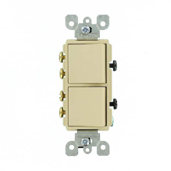 20 Amp Decora Commercial Grade Combination Two 3-Way Rocker Switches, Ivory 5640-I