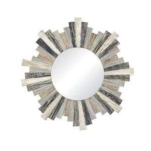 Lighthouse 31.5 in. W x 31.5 in. H Rattan Gray Wall Mirror
