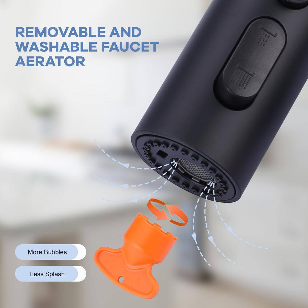 Matte Black 3-Function Kitchen Faucet Spray Head with 9 Adapters