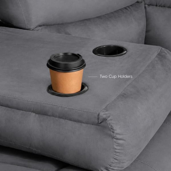 Ellesophas Luna 82 in. 5-Seater Fabric Manual Recliner Sectional