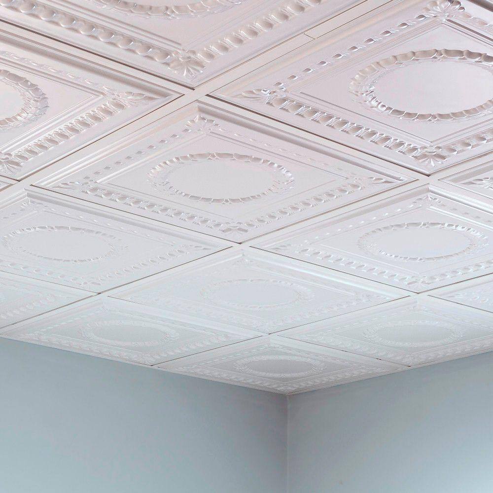 Matte White 24'' x 24'' Textured PVC Ceiling Tiles