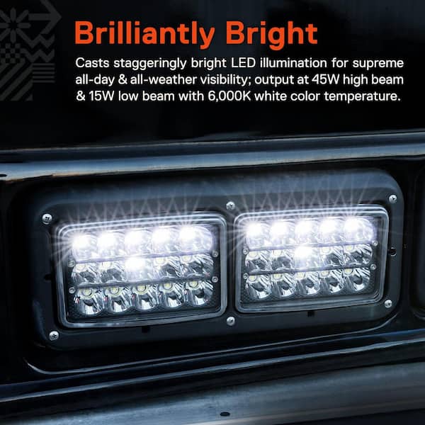 BIBIVIS 2-Piece Black 6/4 x 6 in. LED Square Dual Light BIBIVIS 2-Piece Black 6/4 x 6 in. LED Square Dual Light