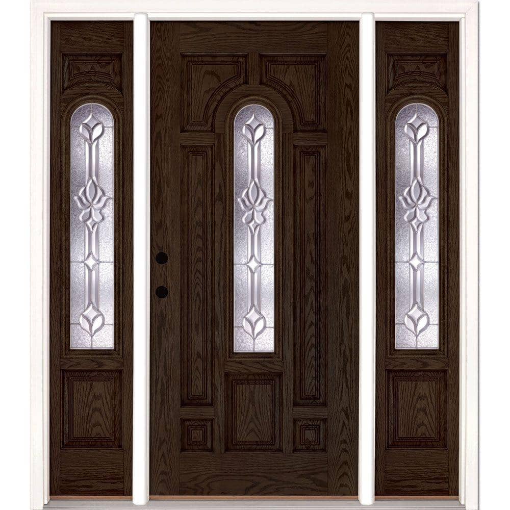 67.5 in.x81.625 in. Medina Zinc Center Arch Lt Stained Walnut Oak Right-Han