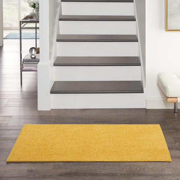 Essentials doormat 2 ft. x 4 ft. Yellow Solid Contemporary Indoor/Outdoor Patio Kitchen Area Rug