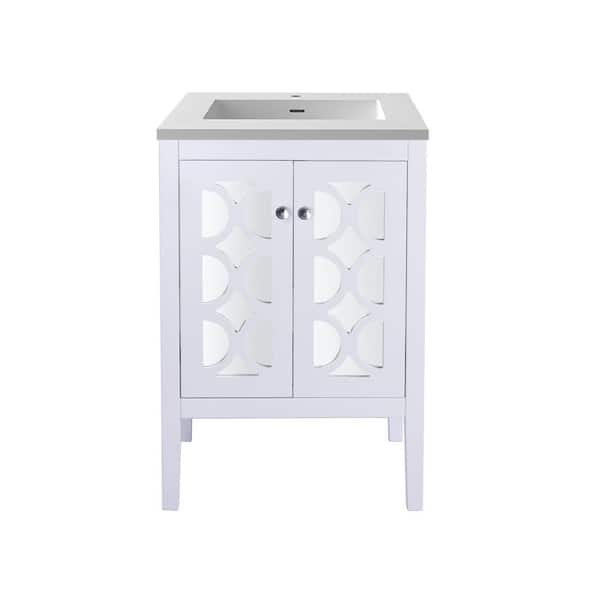 Laviva Mediterraneo 24 in. W x 22 in. D x 34.5 in. H Bathroom Vanity in White with Matte White Solid Surface Top