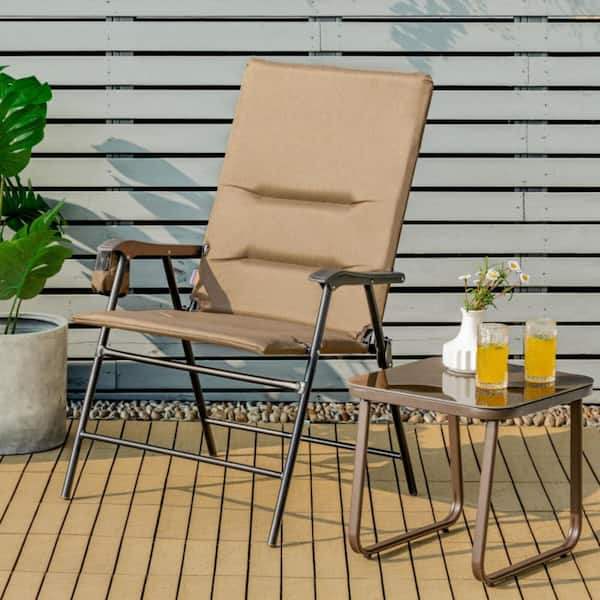 Clihome Outdoor Dining Chair Patio Padded Folding Portable Chair