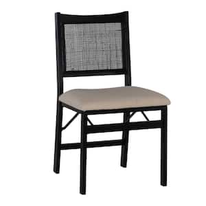 Lewis Cane Back Black Fabric Seat Folding Dining Side Chair