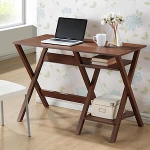 43 in. Rectangular Brown Writing Desks with Storage