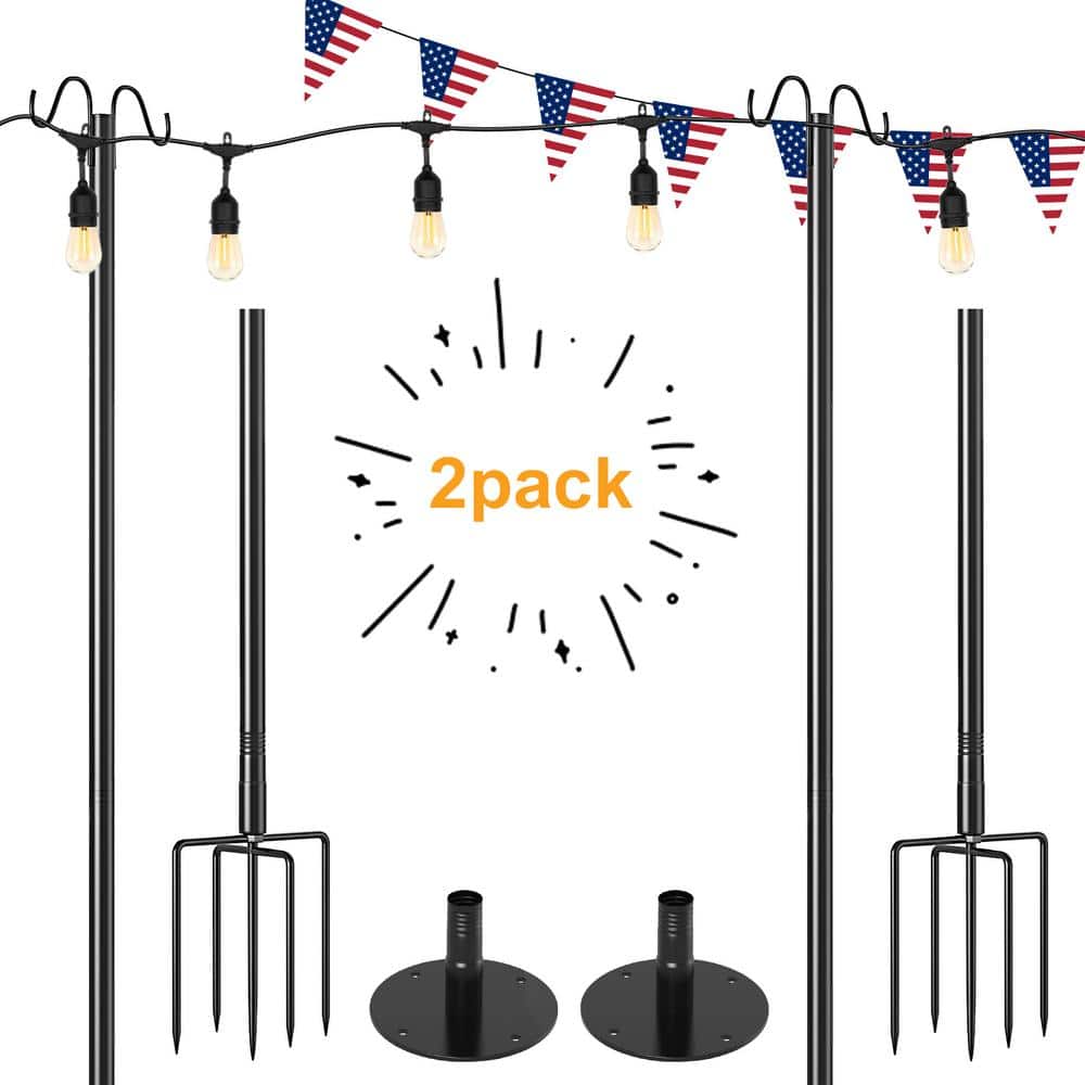 Walensee 9.4 ft String Light Poles with Hook for Hanging String Lights for Garden Party Patio Christmas Wedding - 4 Pack