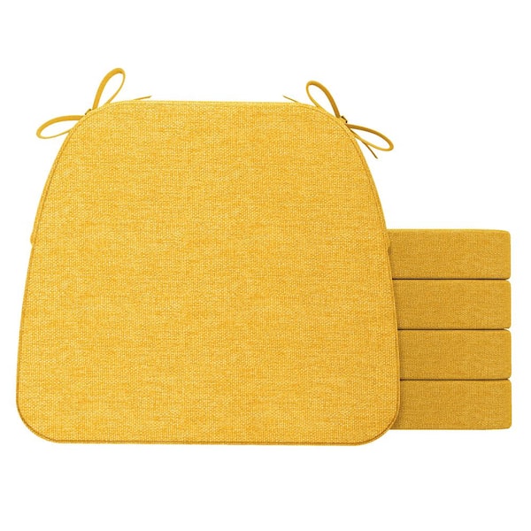 AAAAAcessories 16 in. x 17 in. Trapezoid Indoor Seat Cushion Dining Chair Cushion in Golden Yellow (4-Pack)