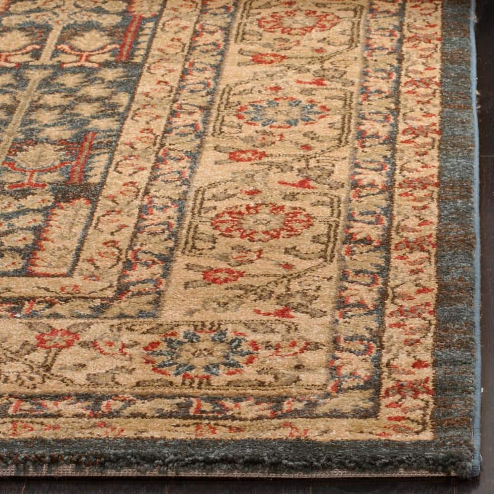 Navy and Natural Reversible Synthetic Area Rug, 26" x 4"