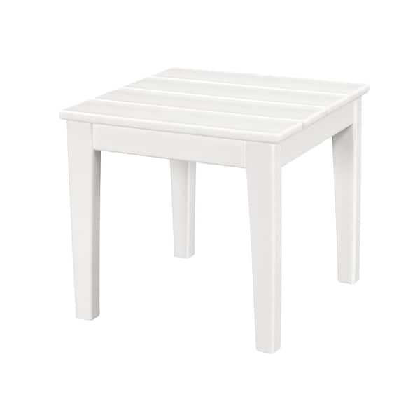Polywood Newport 18 In Square Plastic Outdoor Side Table Ct18wh The Home Depot