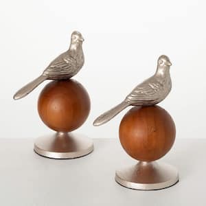 7.75 in. Wood And Metal Bird Figure Set of 2