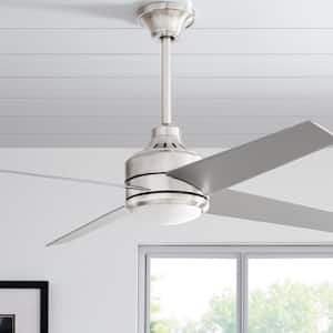 Mercer II 52 in. Indoor Brushed Nickel Standard Ceiling Fan with CCT LED Included with Remote Control Included