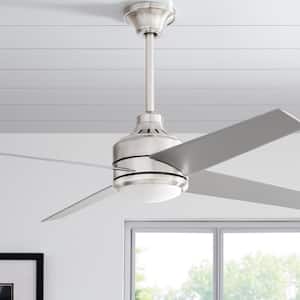 Mercer 52 in. Integrated LED Indoor Brushed Nickel Ceiling Fan with Light Kit and Remote Control