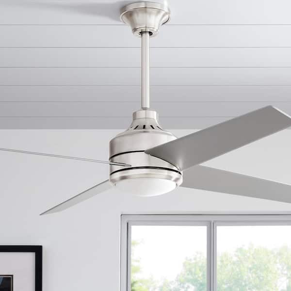 Mercer 52 in. Integrated LED Indoor Brushed Nickel Ceiling Fan with Light Kit and Remote Control