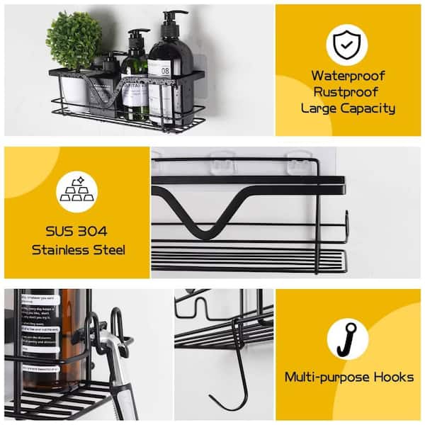 Dropship 5 Pack Shower Caddy Shelves With 18 Inbuilt Hooks Rustproof  Wall-Mounted Storage Shelves For Bathroom Dorm Kitchen Adhesive Bathroom  Organizer For Shampoo Toothbrush Soap to Sell Online at a Lower Price