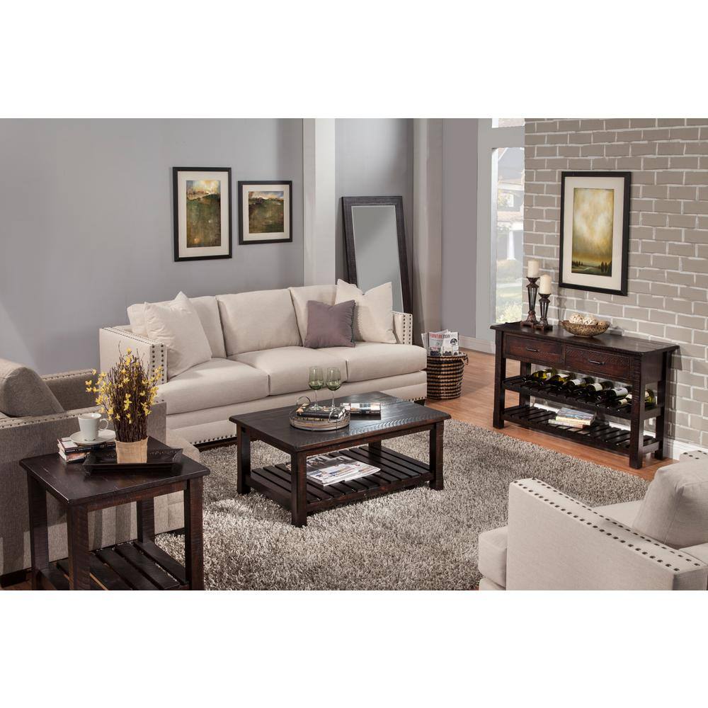 Espresso Hillsboro Rustic Pine Wood Coffee Table with Storage