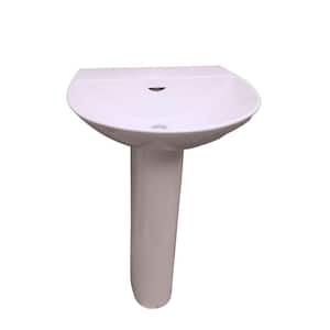 Reserva 600 22 in. Pedestal Combo Bathroom Sink with 1 Faucet Hole in White