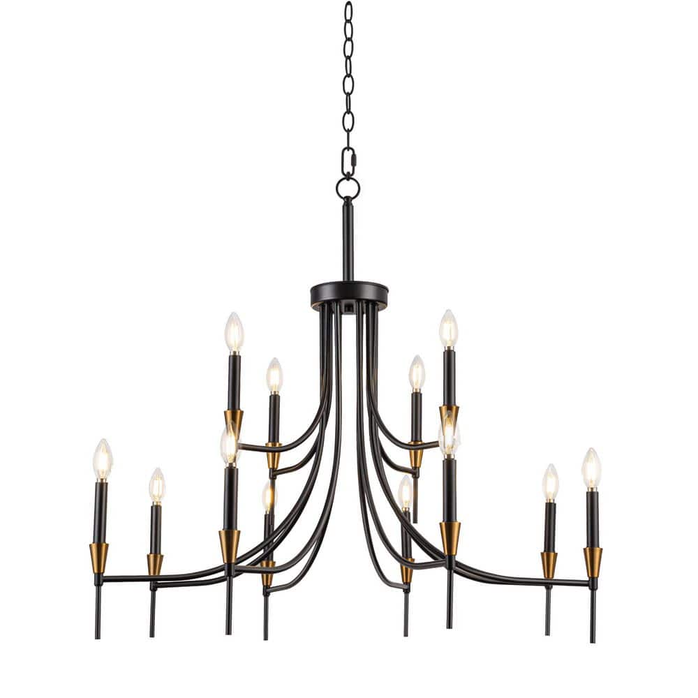 12 light Matte Black Farmhouse Chandelier Classic Traddtional Chandeliers for Dining Room Living Room price history on PriceWatchPro