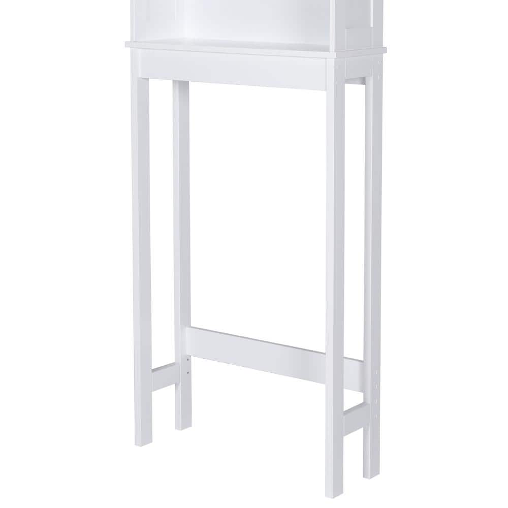 White Matte Freestanding Over-the-Toilet Storage Cabinet with Adjustable Shelves