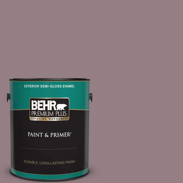 BEHR PREMIUM PLUS 1 gal. #100F-5 Gypsy Magic Semi-Gloss Enamel Exterior Paint & Primer