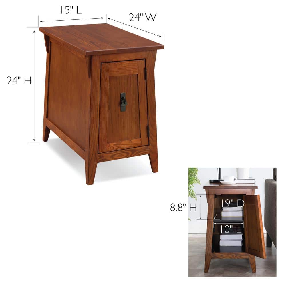 Russet Solid Wood Mission Cabinet End Table with Storage