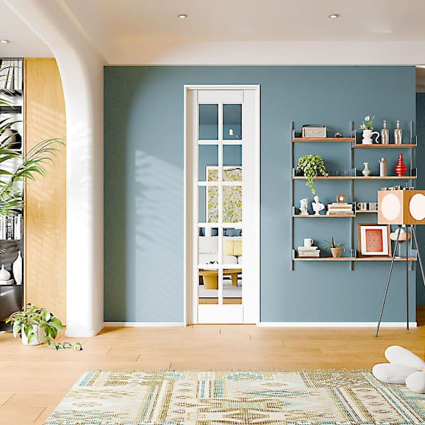 24 in. x 80 in. Right-Handed 10Lite Clear Glass Solid Core White MDF Wood Prehung Interior Door with Door Jamb Hardware