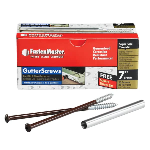 FastenMaster 1/2 in. x 7 in. Internal Square Pan Head Brown Gutter Screws (25-Pack)