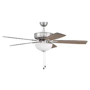 Pro Plus-211 52 in. Indoor Dual Mount Brushed Polished Nickel Ceiling Fan with Optional LED White Bowl Light Kit