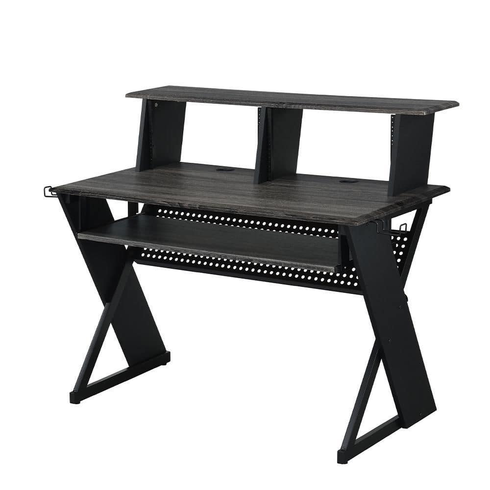 Acme Furniture 24 in. Black Finish Metal Computer Desk Rectangular with Keyboard Tray