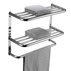 20 in. 3-Tier Wall-Mounted 304 Stainless Steel Towel Rack with Towel Bars in Polished