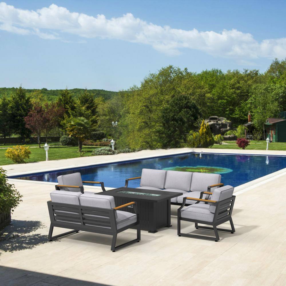 Reviews for moda furnishings Felicia Black 5Piece Aluminum Patio Fire