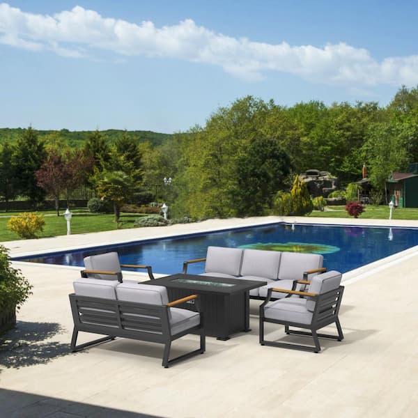 Reviews for moda furnishings Felicia Black 5Piece Aluminum Patio Fire