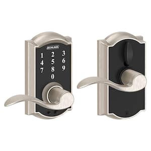 Camelot Satin Nickel Touch Keyless Touchscreen Door Lock with Accent Handle