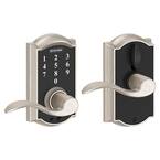 Camelot Satin Nickel Electronic Door Lock with Accent Door Lever