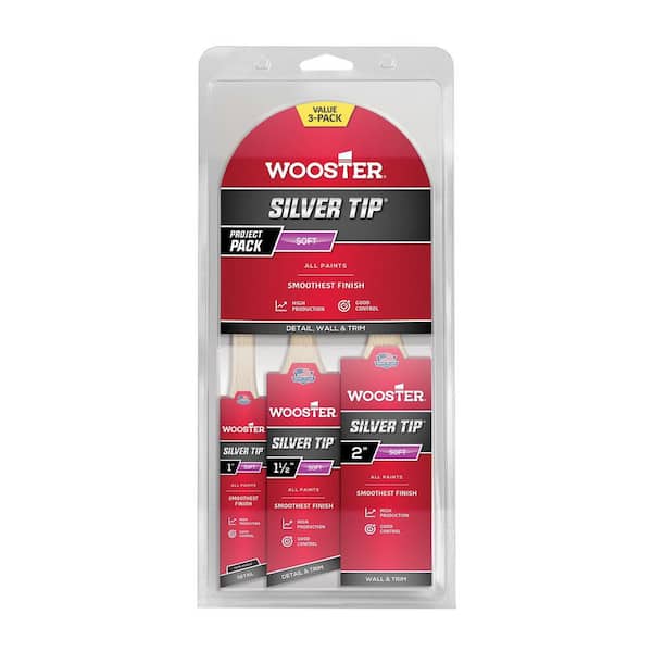 1 in. Thin Angle Sash, 1-1/2 in. Angle Sash and 2 in. Flat Trim Silver Tip Brush Set (3-Pack)