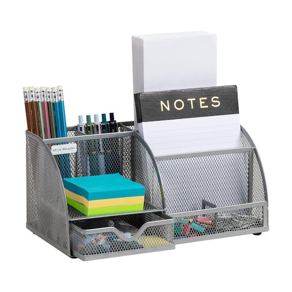11 in. L x 5.5 in. W x 5 in. H Desktop Organizer File Storage Accessory Storage Metal Silver