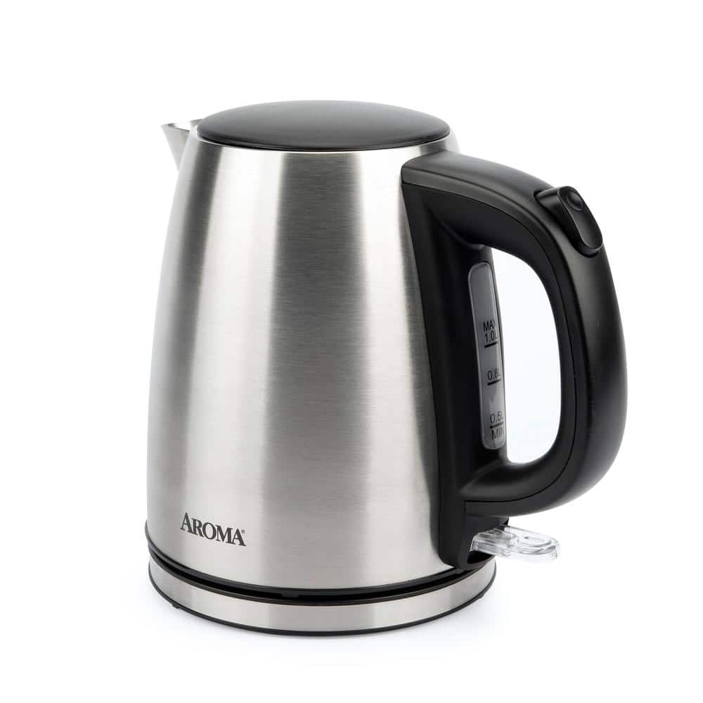 Aroma 1.0-Liter Stainless Steel Electric Kettle with Black Handle