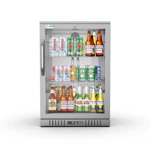 24 in. W 4.6 cu. ft. Commercial Glass Door Back Bar Cooler Refrigerator with LED Lighting in Stainless Steel